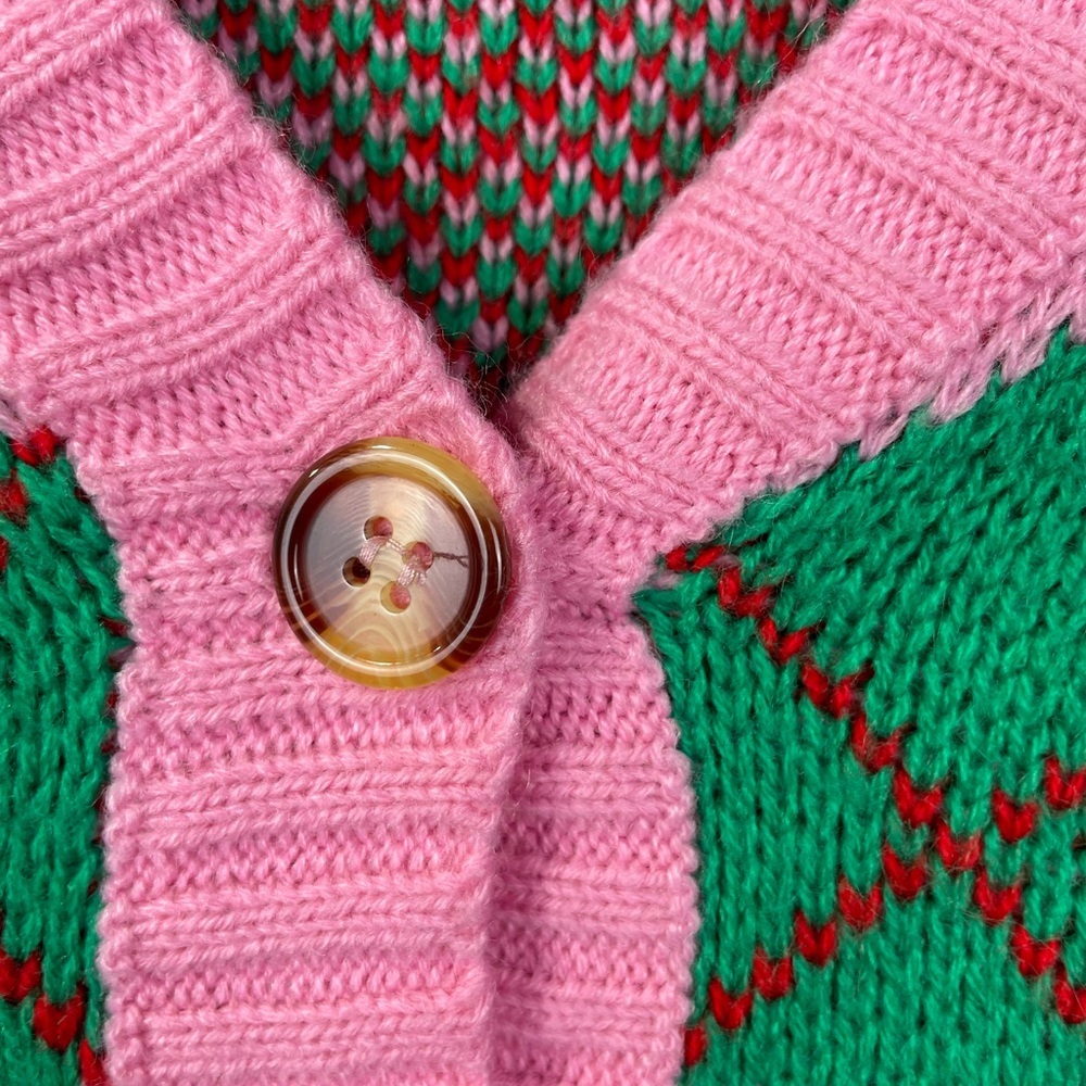 Pink and Green Girls Juniors Medium Sweater - Picture 4 of 5